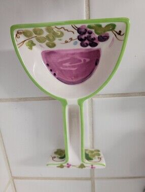 Green & Purple Olive Dish Shaped Like a Martjni Glass